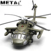 Helicóptero utilitario UH-60 Hawk de color negro americano, modelo de avión de aleación, simulación de metal, modelo de vuelo, juguete con sonido y luz, regalo para niños